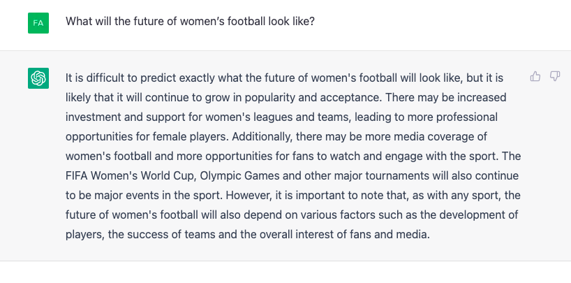 future of womens football chatgpt