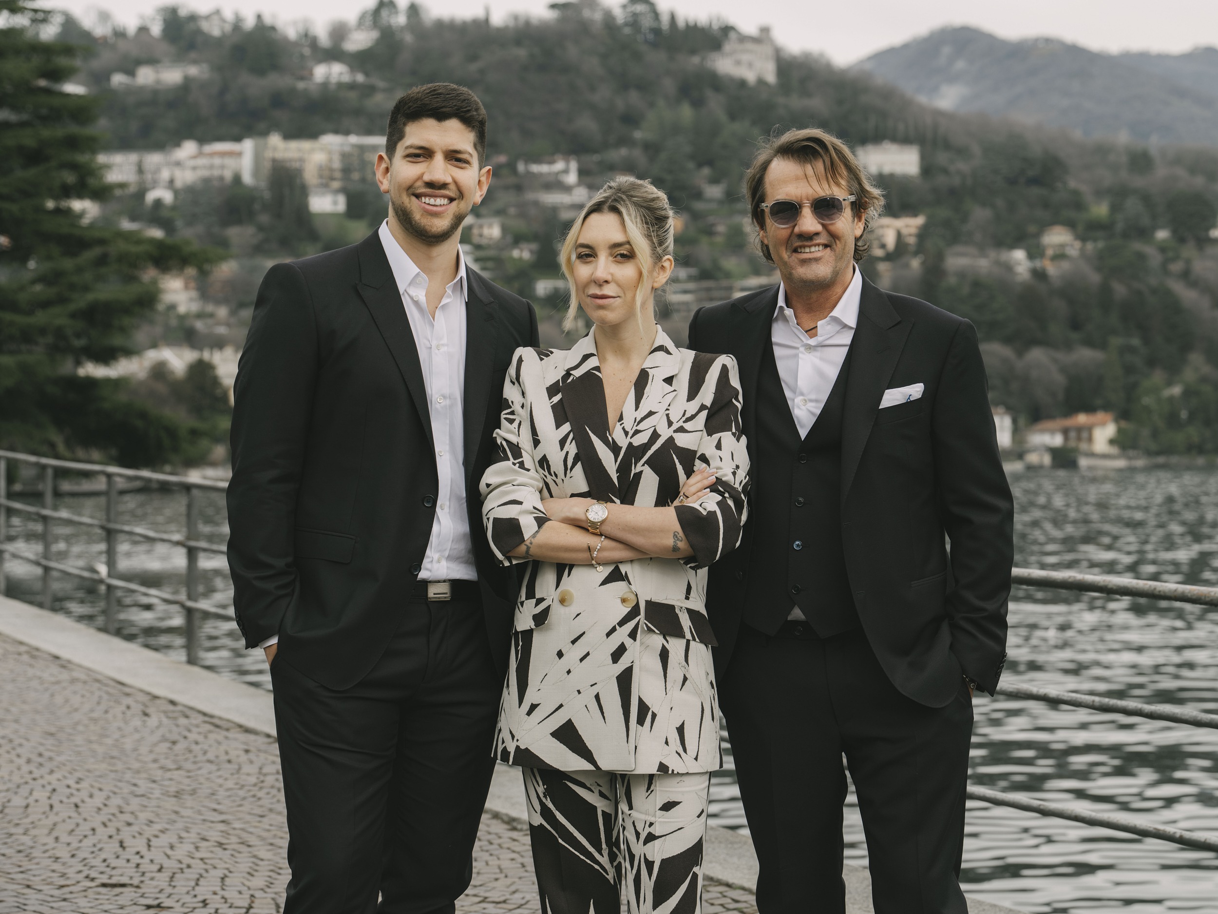 Mario Malavé, Victoire Cogevina Reynal and Stefano Verga in Lake Como.