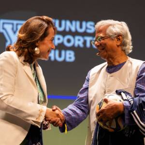 World Football Summit's CEO Marian Otamendi with Nobel Laureate Prof. Muhammad Yunus.
