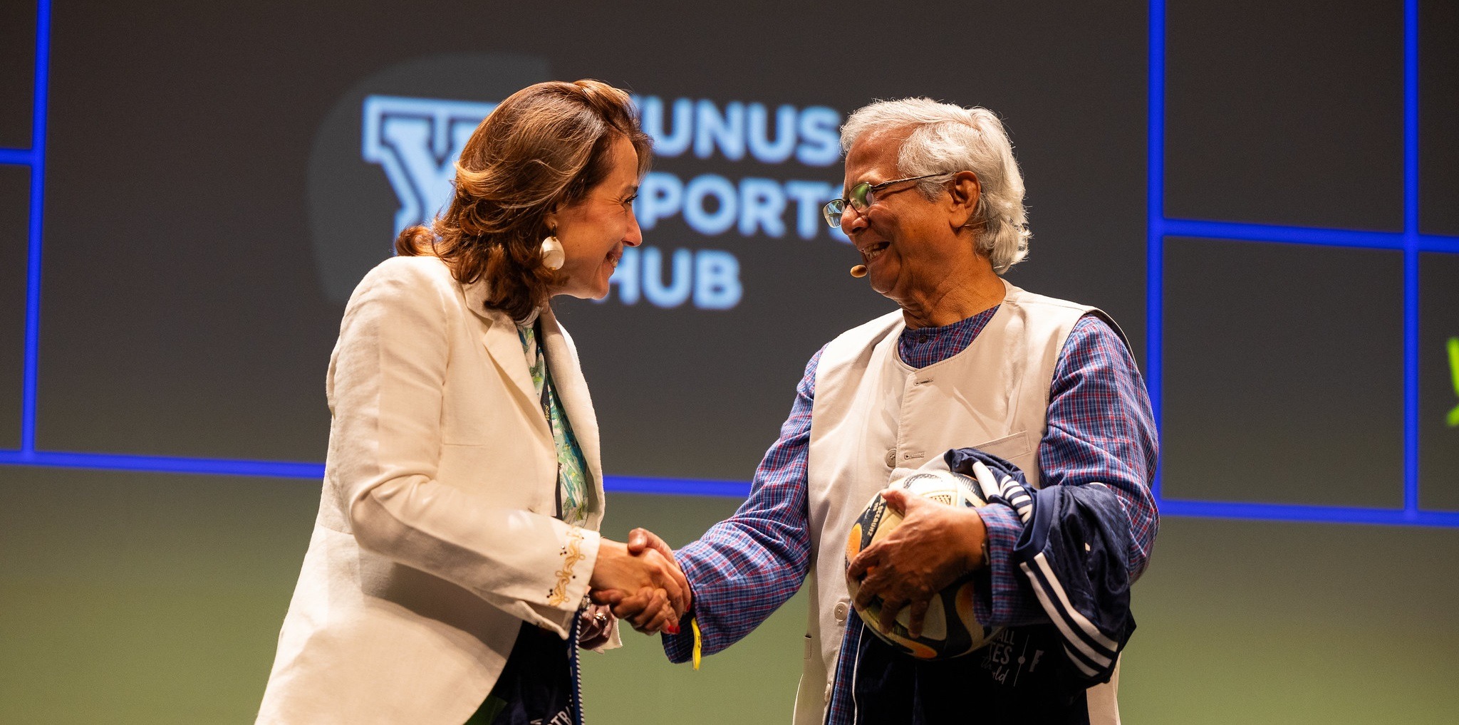 World Football Summit's CEO Marian Otamendi with Nobel Laureate Prof. Muhammad Yunus.