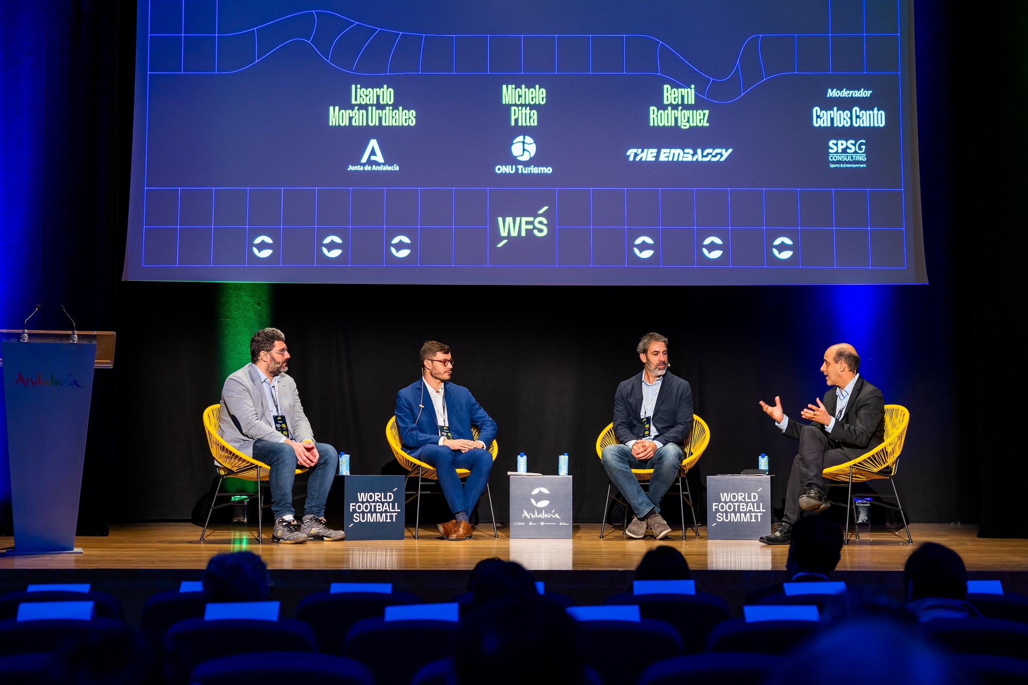 A panel during Sportstech Forum Málaga, a WFS event by Junta de Andalucía.